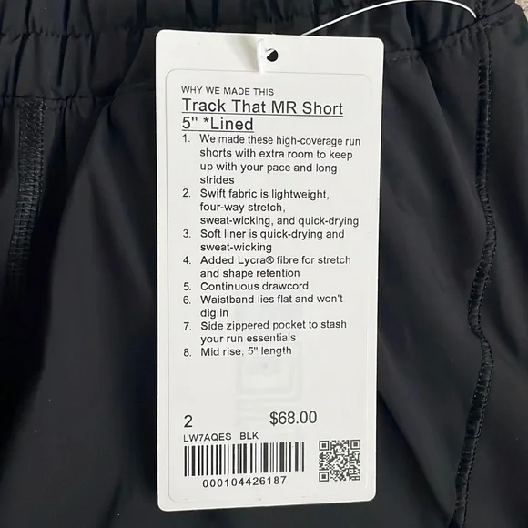 NWT Lululemon Track That Mid Rise Short 5" Lined 
Black Size 2 - Picture 4 of 8